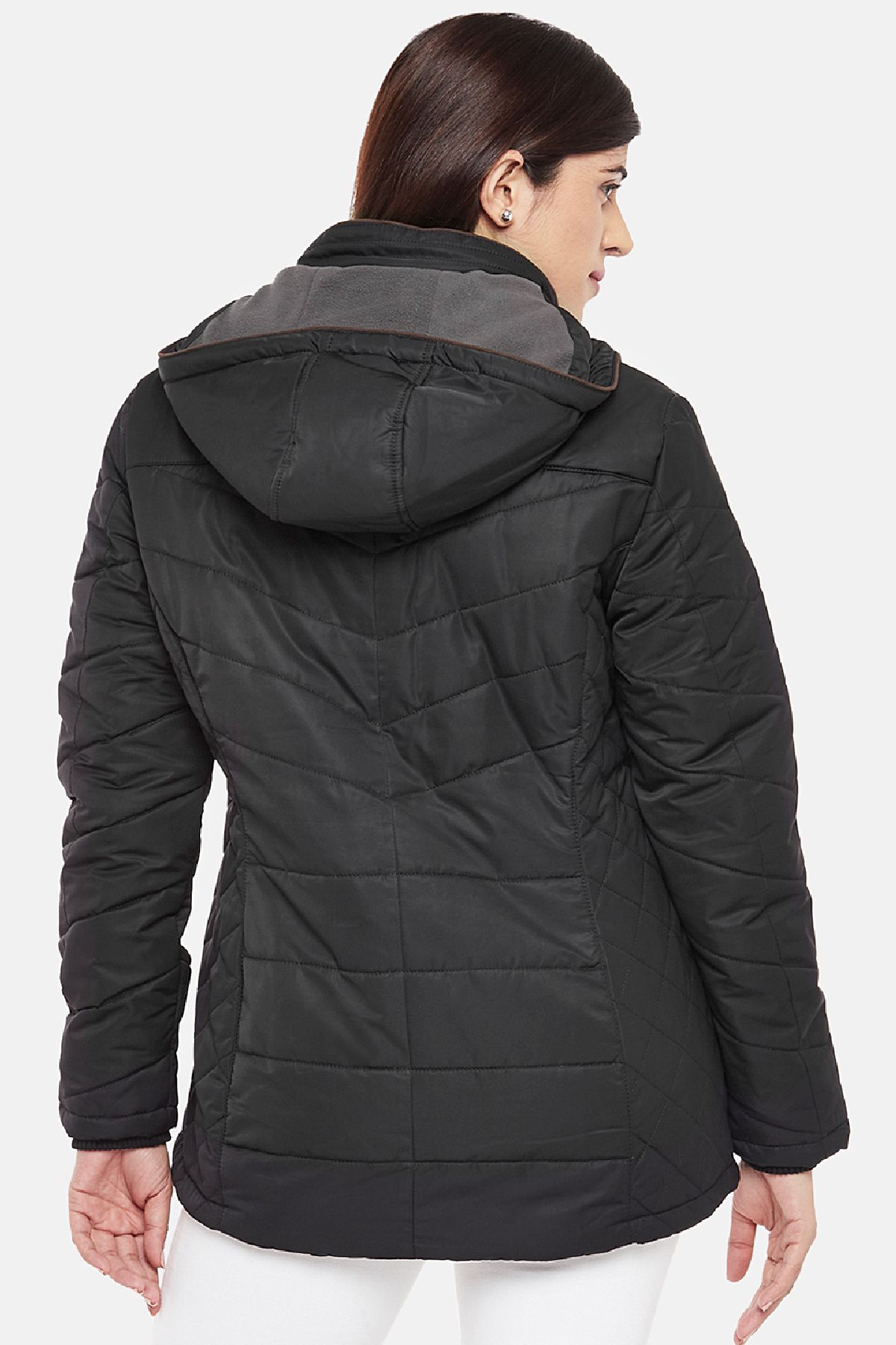 Black Fleece Lined Puffer Jacket | Women